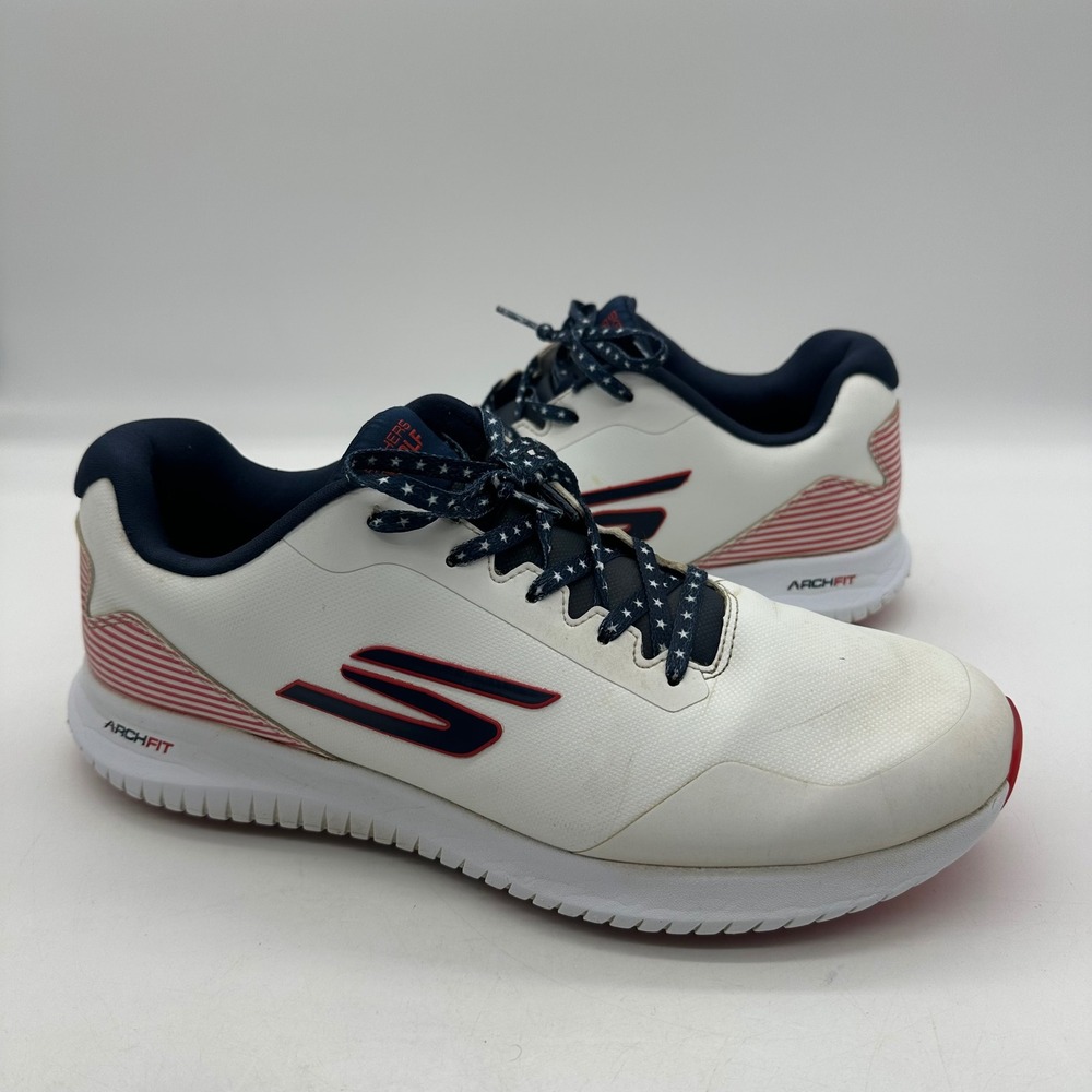 Skechers 214047 WNVR Mens Size 12 Arch Fit GO Golf Max 2 White Navy Red Shoes